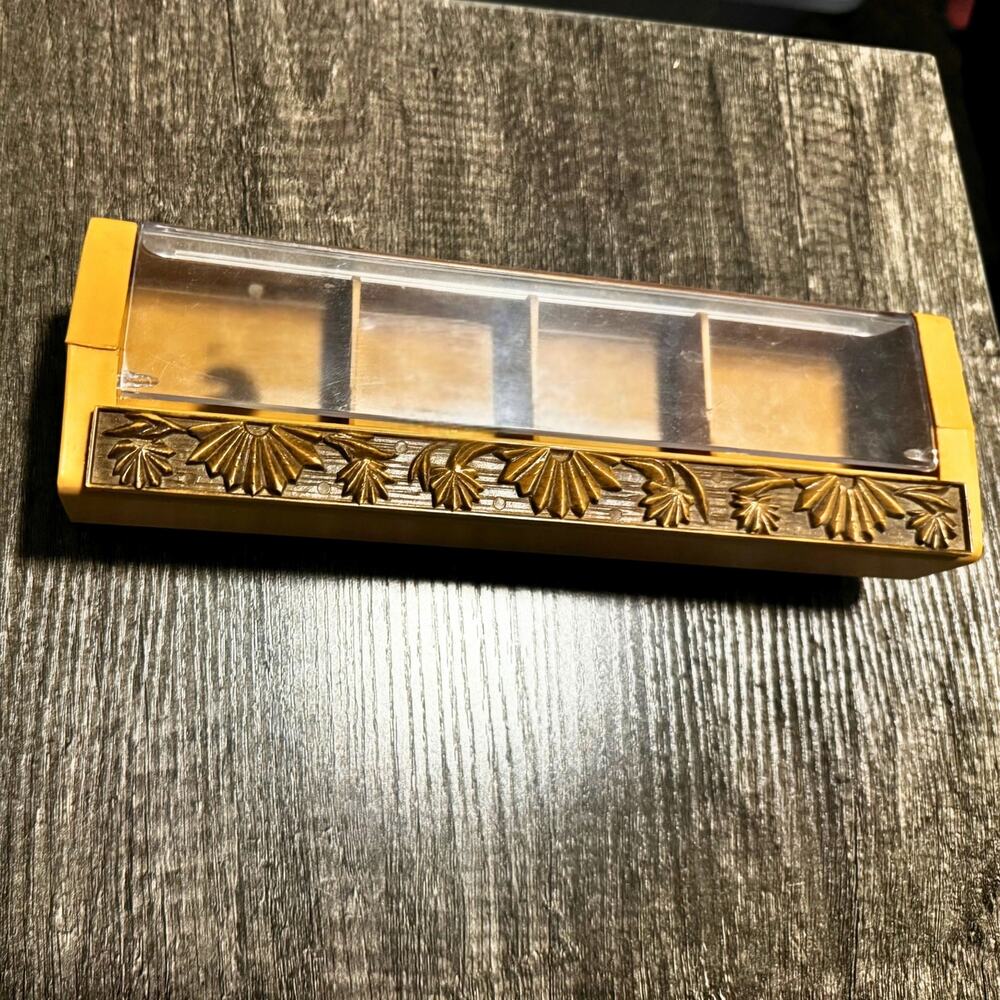 Vintage 1970s Mustard Yellow Plastic Organizer with Lid - Picture 4 of 8